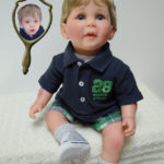 Photo Doll Wearing Shorts and Navy Polo