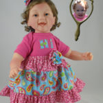 Photo Doll Dressed in Pink/Aqua Skirt