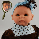 Doll That Looks Like Your Child Dressed in Blue Polka Dot Shirt