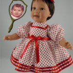 Photo Doll Wearing Red Polka Dot Dress